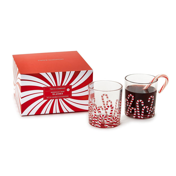 Peppermint Double Old Fashion Glasses, S/4