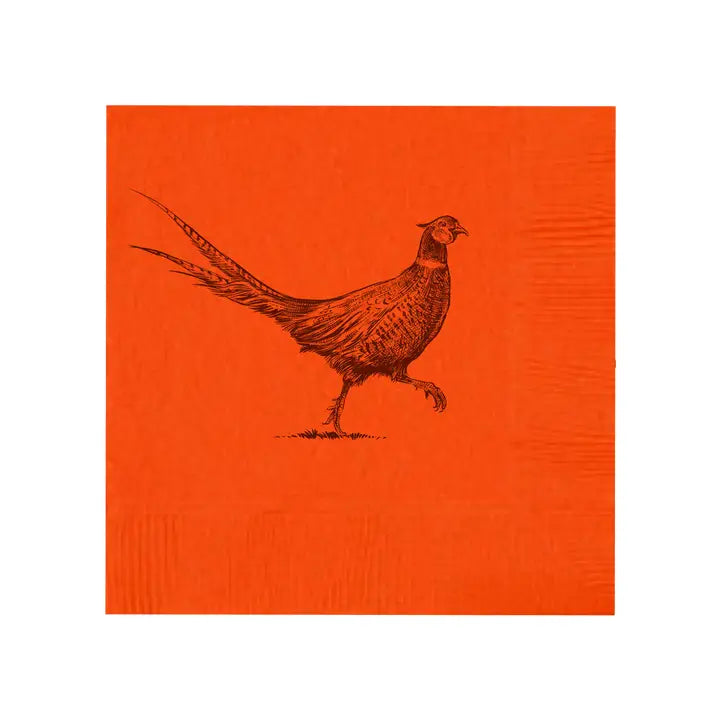 Pheasant Beverage Napkins in Orange, S/20 | Alexa Pulitzer