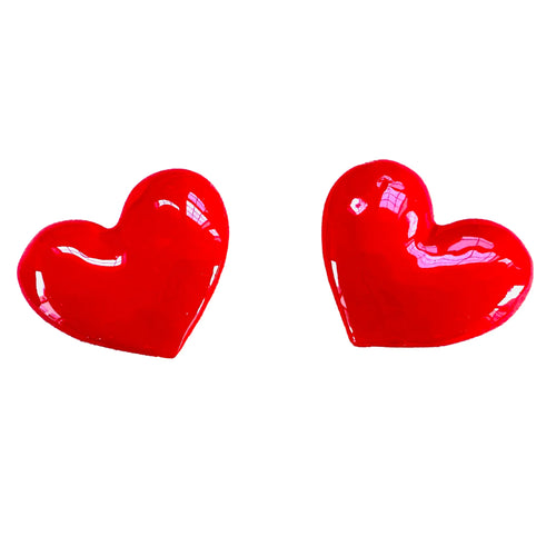Puff Heart Earrings in Red | Pink Reef | Valentine's