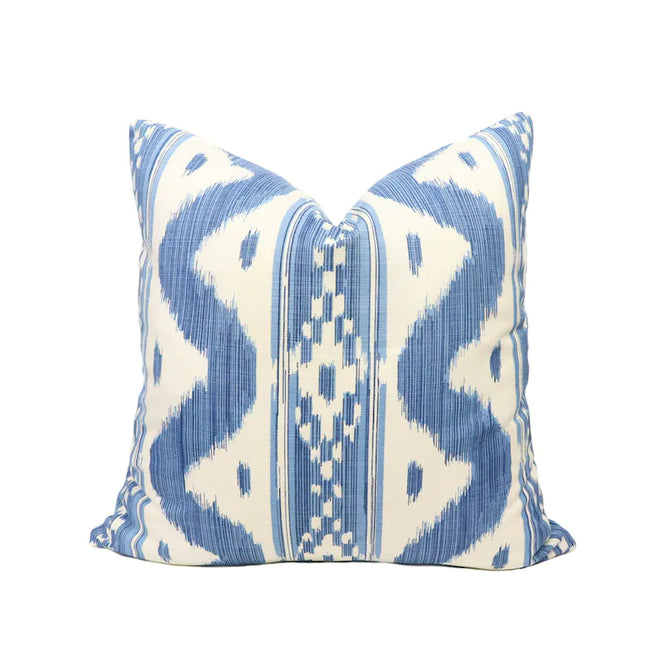 Quadrille Bali Hai Custom Pillow, Blue