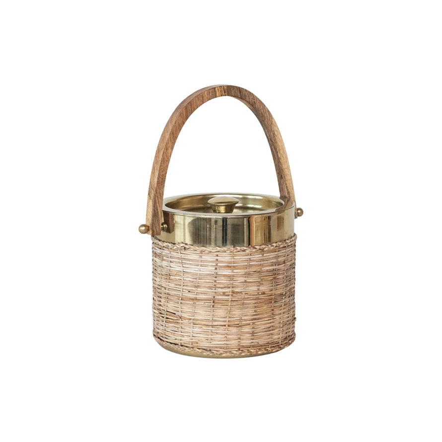 Rattan Wrapped Ice Bucket