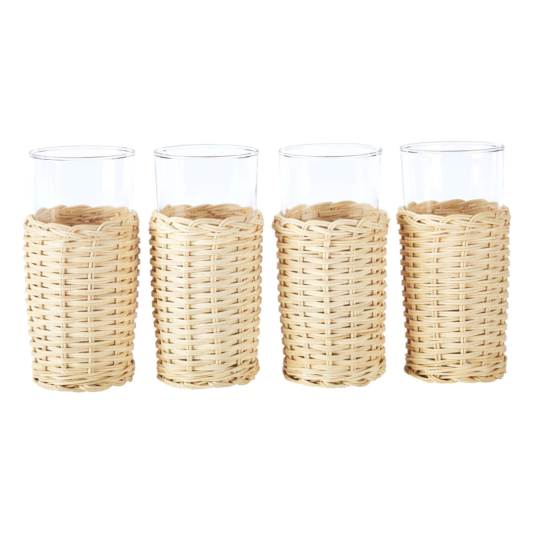 Rattan Wrapped Ice Tea Glasses, S/4 | Amanda Lindroth