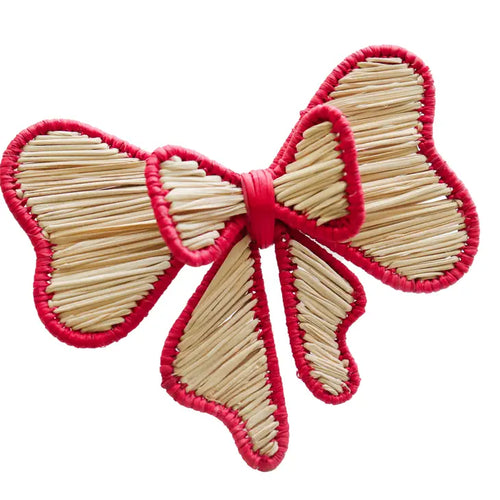 Bow Rattan Napkin Ring, Red