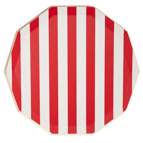 Red Stripe Paper Plates | Christmas