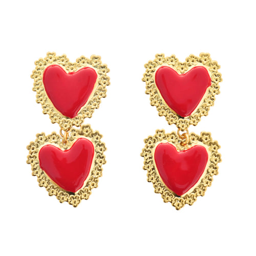 Double Heart Earrings | Pink Reef | Valentine's