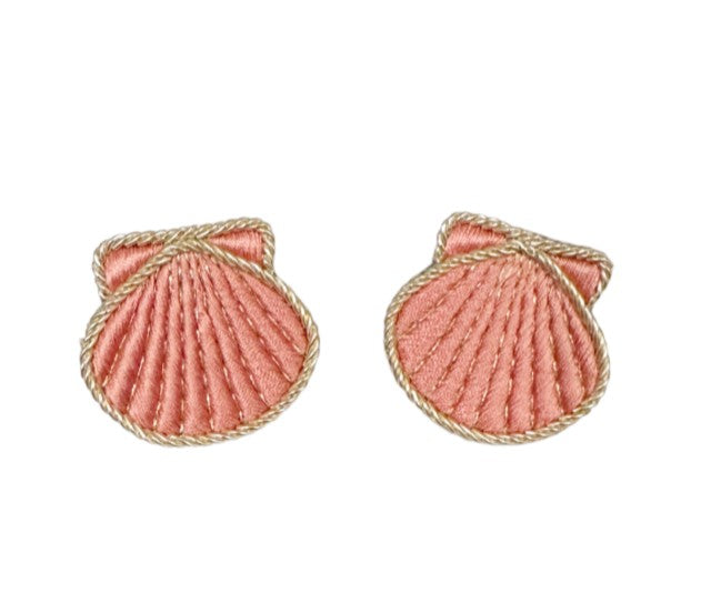 Shell Embroidered Earrings, Blush