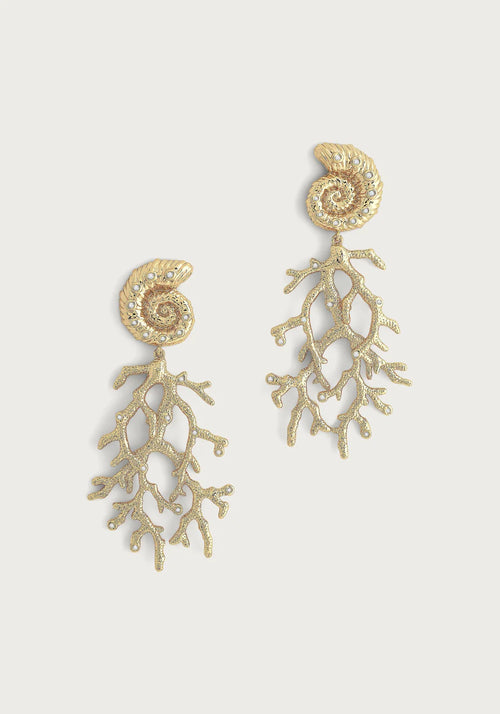 Shell with Coral Drop Earrings | Anabel Aram