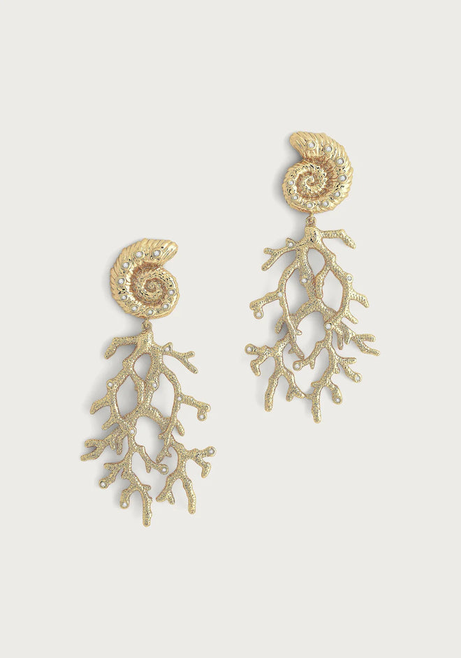 Shell with Coral Drop Earrings | Anabel Aram