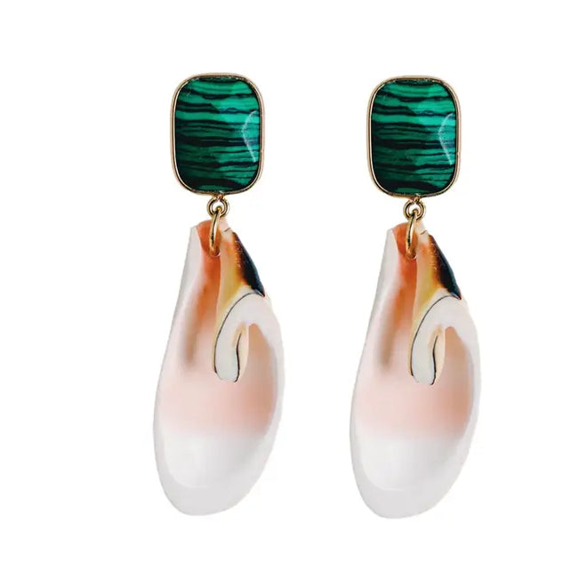 Malachite + Pink Shell Earrings | St. Armands Designs
