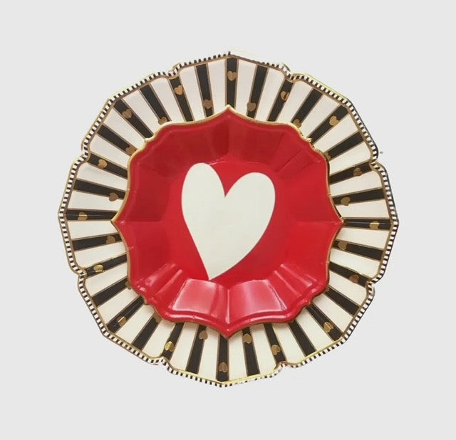 Heart Striped Dinner Paper Plates, S/8 | Valentine's