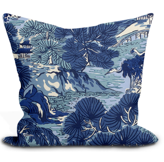Thibaut "Pagoda Trees" Custom Pillow in Blue, 22x22
