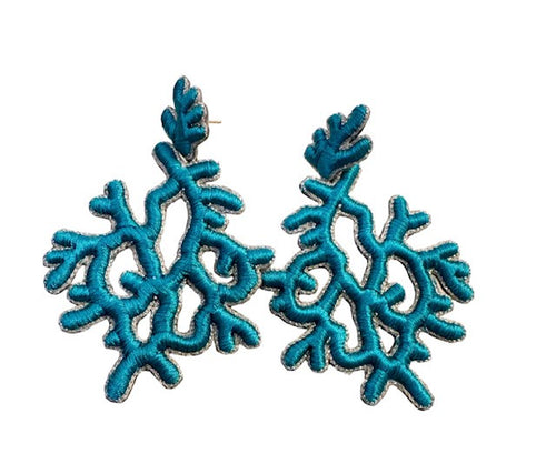 Coral Embroidered Earrings, Turquoise | Sophia 203