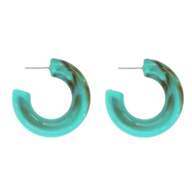 Turquoise Chunky Hoop Earrings | St. Armands Designs