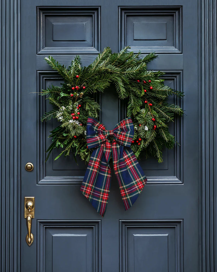 Wreath Bow in Windsor Tartan Plaid, Navy | Petite Plume