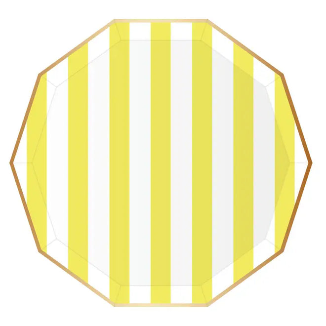 Cabana Stripe Plates in Yellow, S/8 | Bonjour Fete