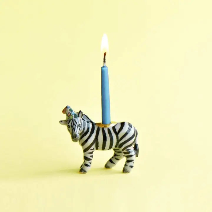 Hand Painted Porcelain Cake Topper, Zebra